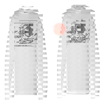 Retro Japanese Japan Flag Great Wave Outline Graphic T Shirt
