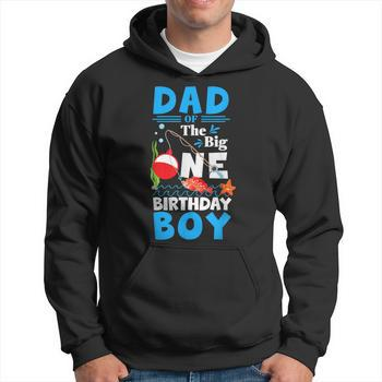 Mens Dad of The Big One Birthday Boy Fishing 1st First Birthday T-Shirt