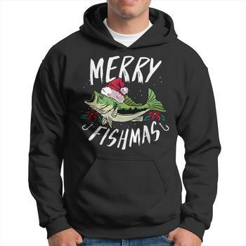 Funny Christmas Themed Bass Fishing Gift - Merry Fishmas Men Women Long  Sleeve T-shirt Graphic Print Unisex