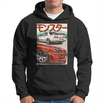 JDM Skyline R34 Car Tuning Japan Rising Sun Drift Long Sleeve T-Shirt