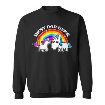 Best Dad Ever Cute Unicorn Zip Up Hoodie Back Print