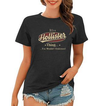 Hollister Name Hollister Family Name Crest Women Graphic Long