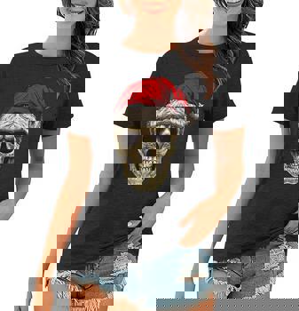 Santa Hat Sugar Skull Day Of The Dead Funny Christmas Skull T-Shirt Santa Hat Sugar Skull Day Of The Dead Funny Christmas Skull T-Shirt