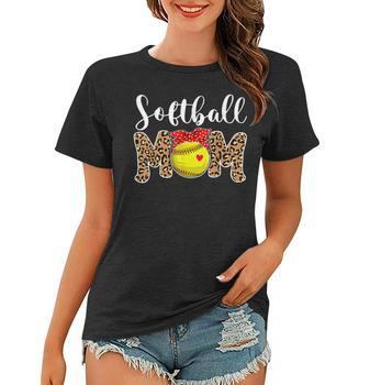Women's Funny Baseball Mom T Shirt Leopard Print Mom Shirt Baseball Sh