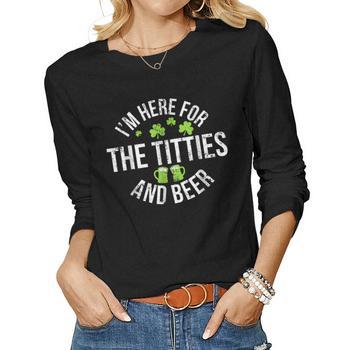 Womens Funny Titties And Beer Drinking Oktoberfest Gifts V-Neck T-Shirt