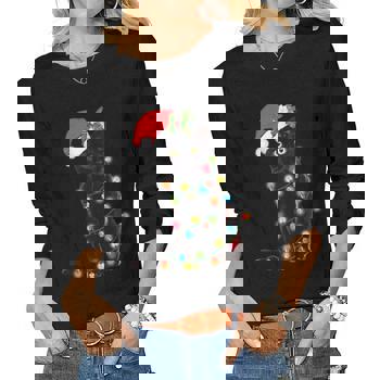 Santa Black Cat Wrapped Up In Christmas Tree Lights Holiday T-Shirt Santa Black Cat Wrapped Up In Christmas Tree Lights Holiday T-Shirt