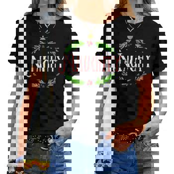 Naughty - Christmas Couples Matching Festive Holiday Novelty T-Shirt Naughty - Christmas Couples Matching Festive Holiday Novelty T-Shirt