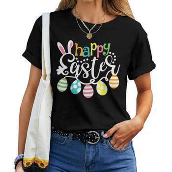 Happy Easter Bunny T-Shirt For Women - Cute Rabbit Graphic Tee, Short Sleeve Holiday Top - View #4