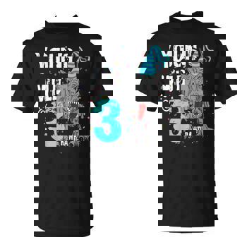 Kids Young Wild And Three (3) Dinosaur T-Rex Birthday Shirt Boys