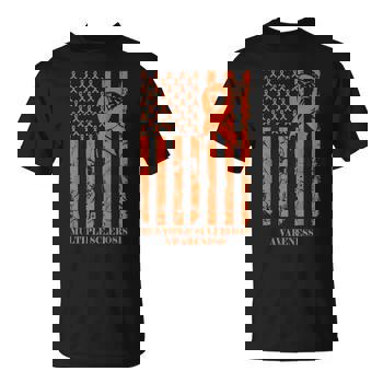 Multiple Sclerosis Awareness T-Shirt Ms Ribbon American Flag Multiple Sclerosis Awareness T-Shirt Ms Ribbon American Flag