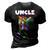 Uncle Of Birthday Unicorn Dabbing Unicorn Matching Family 3D Print Casual Tshirt Vintage Black