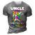 Uncle Of Birthday Unicorn Dabbing Unicorn Matching Family 3D Print Casual Tshirt Grey