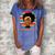 Basketball Mom Black Women African American Afro Gift For Womens Women's Loosen Crew Neck Short Sleeve T-Shirt Blue