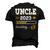 Uncle 2023 Loading Pregnancy Announcement Nephew Niece Men's 3D T-Shirt Back Print Black