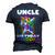 Uncle Of Birthday Unicorn Dabbing Unicorn Matching Men's 3D T-Shirt Back Print Navy Blue