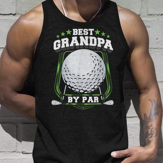 Best Grandpa By Par Golf Papa Grandfather Pop Dad Golf Tank Top Mazezy