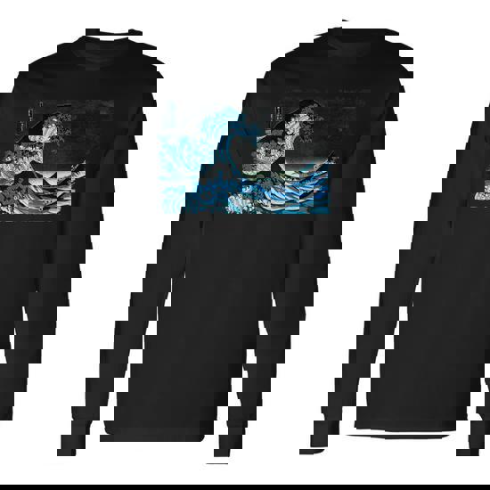 Famous Vintage Japanese Art Great Wave Remix Stylish Long