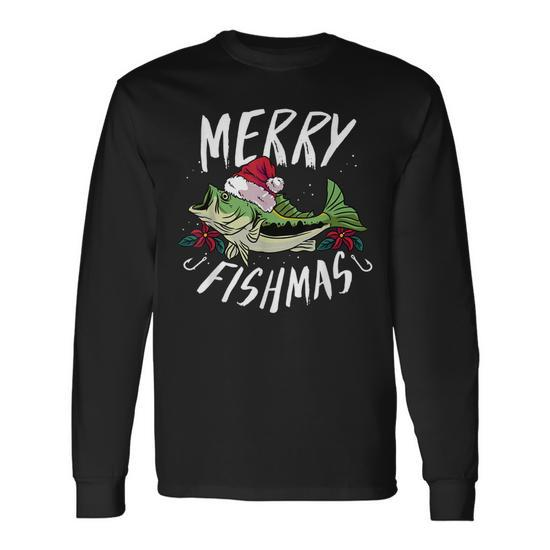 Funny Christmas Themed Bass Fishing Gift - Merry Fishmas Men Women
