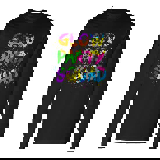 Glow Party Squad Paint Splatter Effect Neon Glow Party Shirt