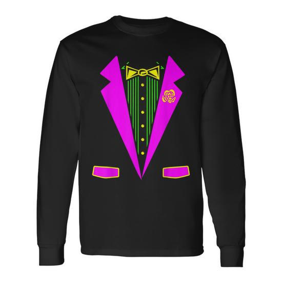 Mardi Gras Tuxedo Costume Print Carnival Parade Long Sleeve T Shirt Seseable UK