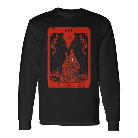 Occult Tarot Card Strength Of Wolf Dark Witchcraft Long Sleeve T-Shirt  T-Shirt | Mazezy
