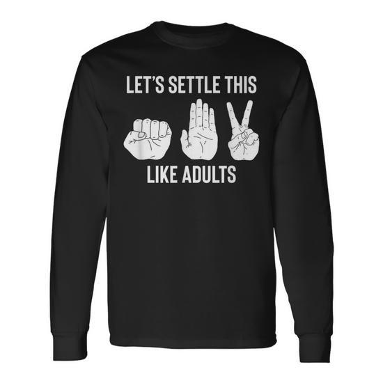 Let's Settle This Like Adults Rock Paper Scissor Black Adult T-Shirt
