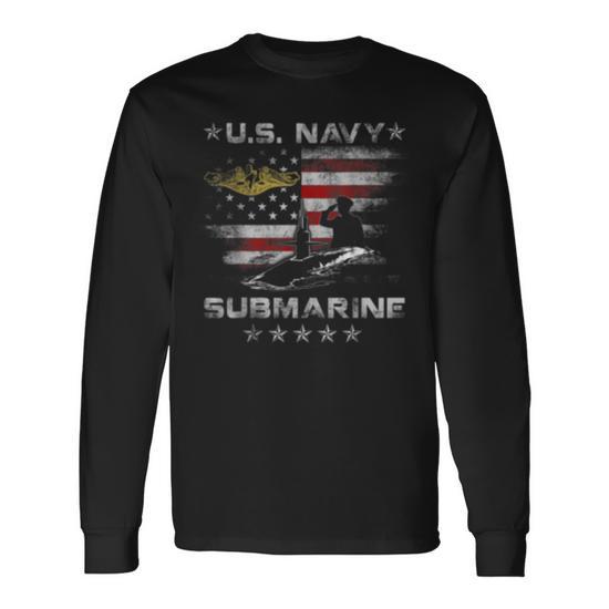 US Navy Submarine Silent Service Vintage Long Sleeve T-Shirt 