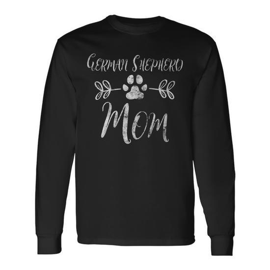 Womens German Shepherd Mom Shepherd Lover Owner Dog Mom Gift Men Women Long Sleeve T shirt Graphic Print Unisex Seseable UK