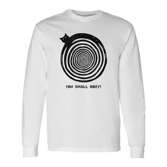 Hypnoticat Black Cat Vintage Cat Demands You Obey Long Sleeve T