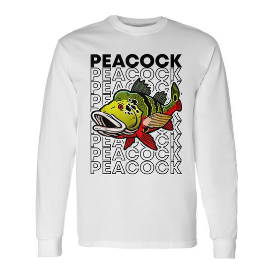 Peacock Bass 80S Style Monster Fish Keeper Men Women Long Sleeve T-shirt  Graphic Print Unisex