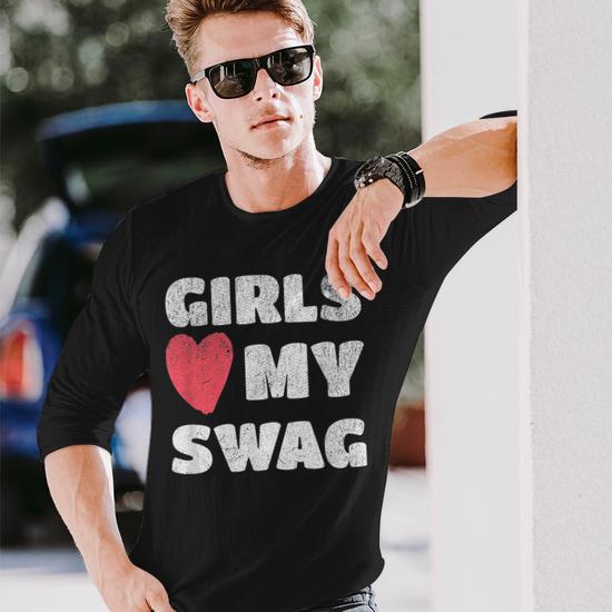 Girls Love My Swag Heart Hip Hop Music Lover Retro Long Sleeve T