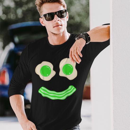 Green Eggs Ham Smile Face Brunch Breakfast Costume Long Sleeve T-Shirt |  Mazezy
