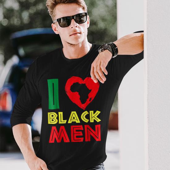 I Love Black Men Couples Black History Month African Pride Long Sleeve T Shirt Seseable UK