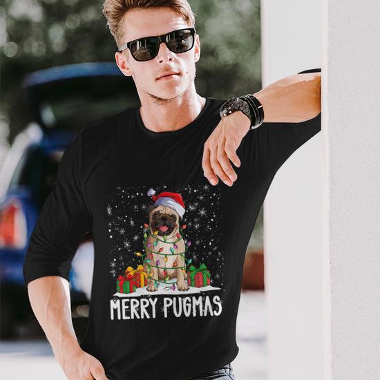 Merry Pugmas 2022 Xmas Pug Christmas Party Pug Lover Tshirt Long Sleeve T Shirt Monsterry