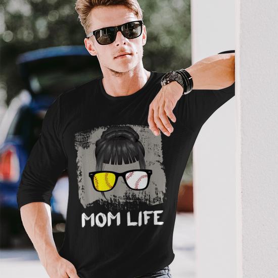 Mom Life Sport Mother Sunglasses Softball Baseball T Long Sleeve T Shirt Mazezy