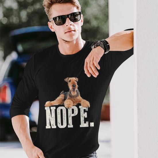 Nope Lazy Airedale Terrier Tshirt Dog Lover Tee Long Sleeve T Shirt Monsterry