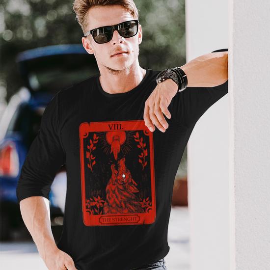 Occult Tarot Card Strength Of Wolf Dark Witchcraft Long Sleeve T-Shirt  T-Shirt | Mazezy