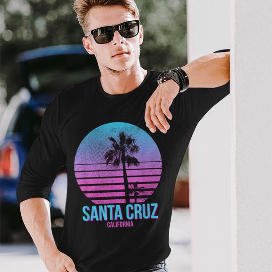 Santa Cruz California Vintage Retro Palm Tree Beach Men Women Long