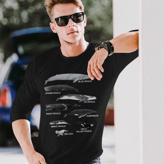 Types Of Whales Educational Long Sleeve T-Shirt T-Shirt | Mazezy