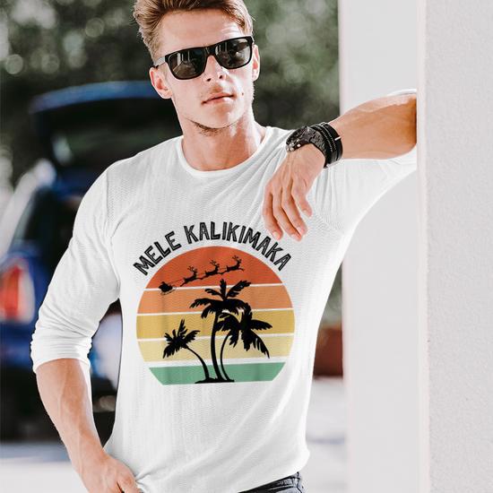 Funny Mele Kalikimaka Hawaii Palm Tree Hawaiian Christmas Men