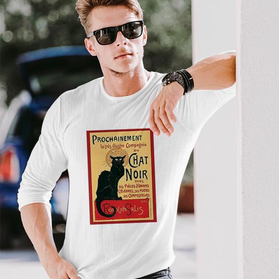 Poster Foundry Le Chat Noir The Black Cat Paris Art Deco Vintage Men Women Long Sleeve T Shirt T shirt Graphic Print Thegiftio