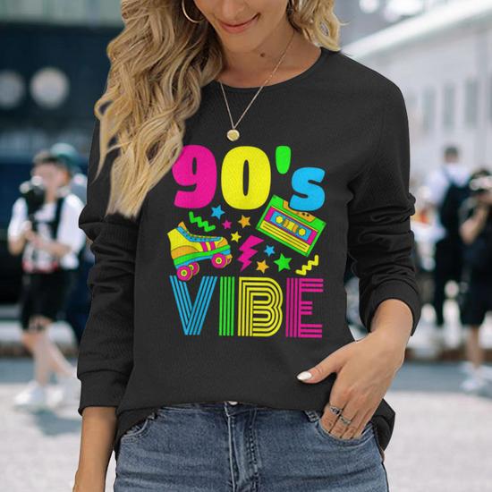 90S Vibe 1990S Fashion 90S Theme Outfit Nineties Theme Party Long Sleeve T Shirt Mazezy DE