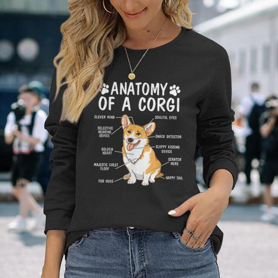 Anatomy Of A Corgi Cute Dog Corgi Mom Corgi Dad Men Women Long Sleeve T Shirt T shirt Graphic Print Thegiftio UK