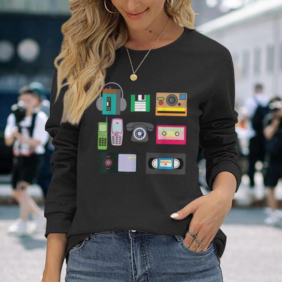 Decade 90 Year 1990 Generation Era Vintage Retro Long Sleeve T