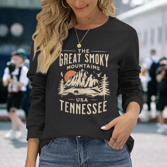 Great Smoky Mountains National Park Tennessee Hike Outdoors Long Sleeve T Shirt T Shirt Mazezy