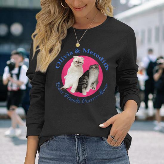 Olivia Meredith Best Friends Purrrr Ever Long Sleeve T Shirt T Shirt Mazezy