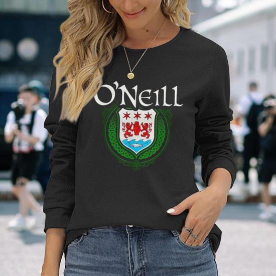 Oneill Surname Irish Last Name Oneill Crest Long Sleeve T-Shirt T