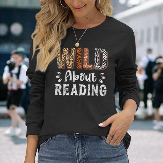 Wild About Reading T-Shirt - Book Lover Animal Leopard Zebra Design