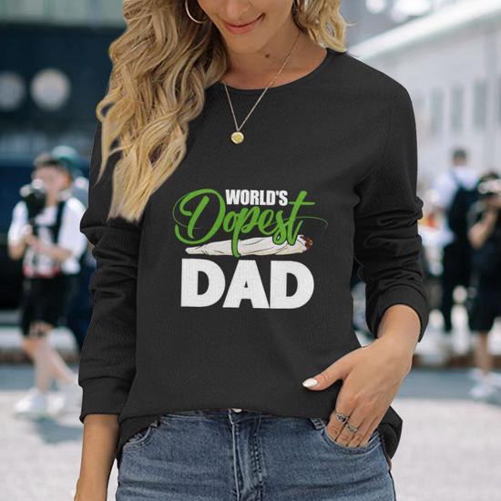 Worlds Dopest Dad Fathers Day Long Sleeve T-Shirt - Monsterry