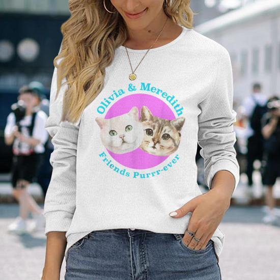 Olivia And Meredith Cat Friends Purrr Ever Long Sleeve T Shirt T